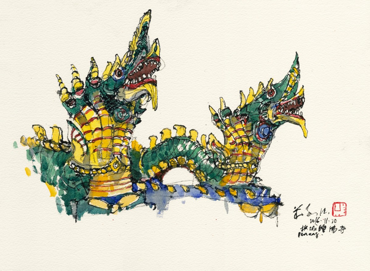 20161120 Double Dragon, Reclining Buddha Wat Chaiyamangalaram, Penang