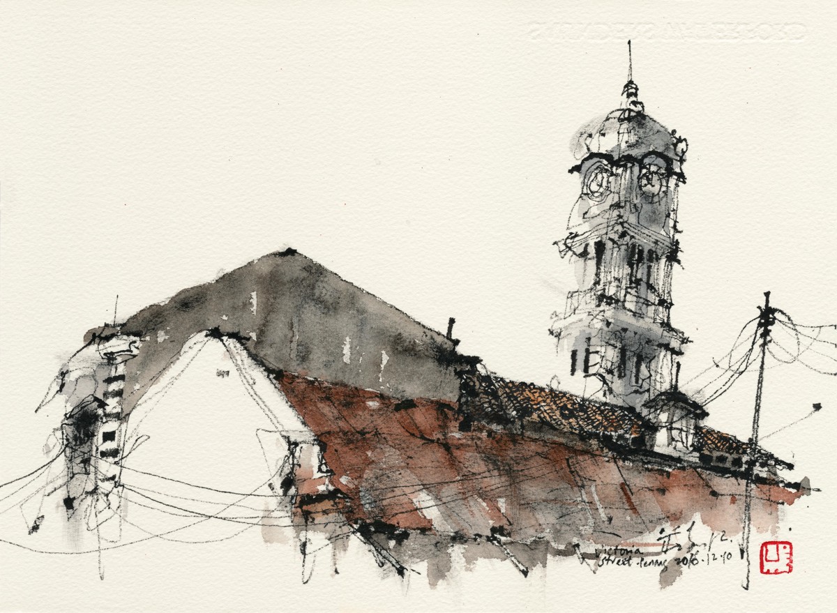 20161210 Clock Tower view from Vitoria Street, Penang