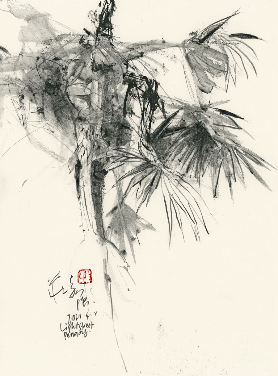 20210404 Palm Tree Study, Light Street, Penang
